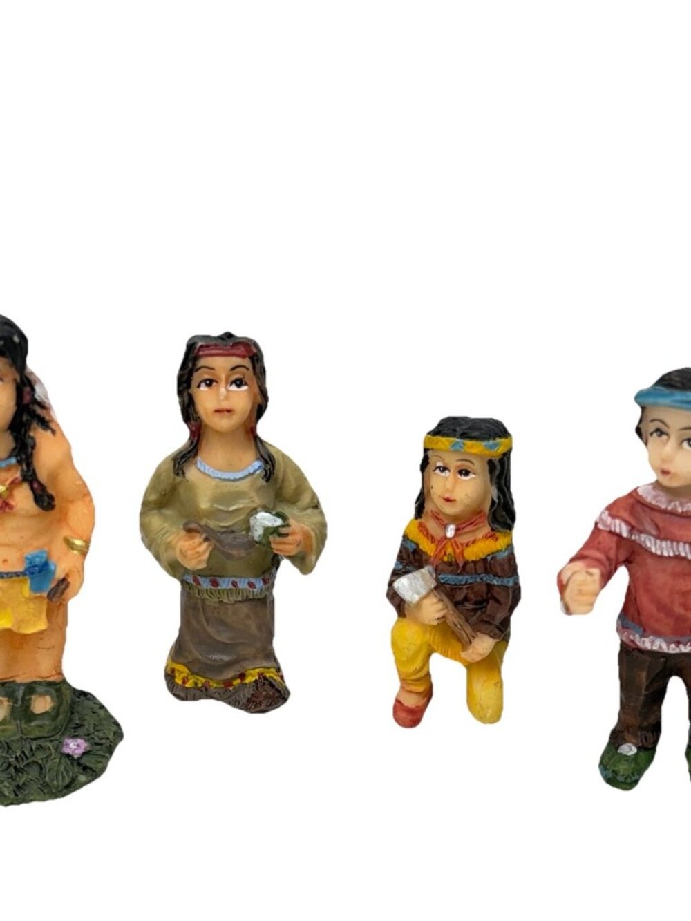 Vintage Native American Indigenous Women Figurines 2" Resin Miniature Lot Of 4